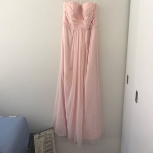 Long Strapless Chiffon Pleated Bodices Dress